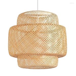 Lámparas colgantes Luz de bambú moderna Luces de ratán Accesorio Lámpara de mimbre Lámpara colgante de techo