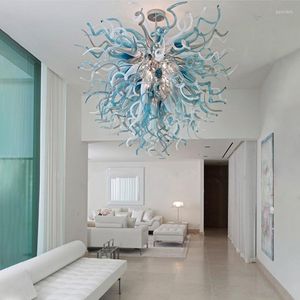 L￡mparas colgantes Moderna azul blanco gris l￡mpara de l￡mpara de l￡mpara luces de luz led veneciano a mano para sala de estar de dormitorio