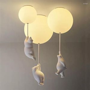 Lampes suspendues moderne dessin animé ours plafonniers chaleur pour la maison enfants chambres chambre lampe salon décor luminaires LED