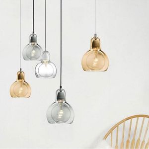 Lampes suspendues moderne créatif Simple salle à manger magasin de vêtements magasin de fleurs lampe en verre E27 Edison ampoule décorative