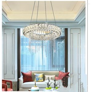 Lampes suspendues Moderne Cristal Dimmable Led Lustre Éclairage Intelligent De Restaurant Cuisine Et Salon Plafond Glos