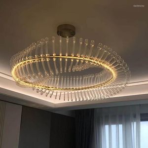Lampes suspendues Design moderne or plafonnier rond pour chambre Restaurant El Art intérieur lumières LED luminaires suspendus