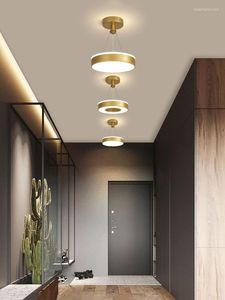 Lampes suspendues Lampe de plafond LED moderne pour porche allée salle de bain salon chambre noir or lustre en fer forgé éclairage