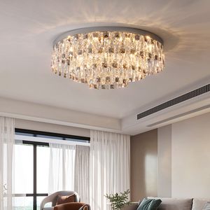 Lampes suspendues Plafonnier de luxe moderne pour salon de luxe maison décorative chambre cristal luminaire LED gris fumée