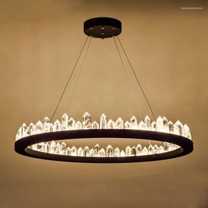 Lampes suspendues modernes à distance cristal LED lumières or noir lampe industrielle pour El Villa salle d'exposition décoration artistique