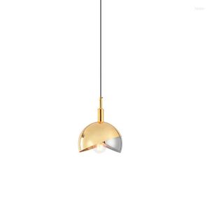 Lampes suspendues Nordic Creative LED 0ne-tête salle à manger lustre lampe moderne salon chambre semi-circulaire petit luminaire en verre