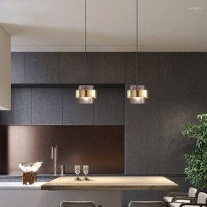 Lampes suspendues Nordic Glass Lights Restaurant Bar Cafe Kitchen Island Lustre Creative Gold Hanging Lamp Home Decor Luminaire