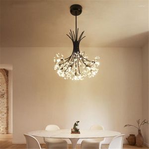 Lámparas colgantes Nordic Loft Art Crystal Dandelion Chandelier Modern Warm Dormitorio Sala de estar Cafe G4 Led Lámparas colgantes EMS gratis