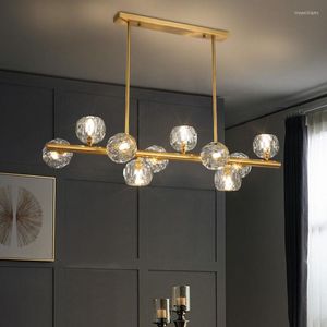 Lámparas colgantes Nordic Long Dining Room Chandelier Modern Simple Crystal Table Bar Lamp