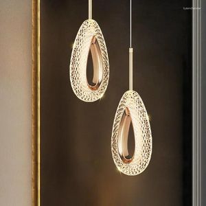 Lampes suspendues Nordic luxe lustre en cristal tête de lit restaurant table à manger haut de gamme lampe à LED décoration intérieure éclairage suspendu
