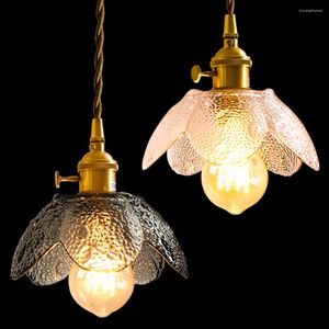 Lampes suspendues nordique moderne lumière LED laiton verre bouton interrupteur luminaire pour salle à manger Antique Loft suspension lampe décor à la maison éclairage