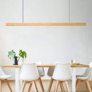 Lámparas colgantes, luces de madera nórdicas, colgante moderno LED para comedor, sala de estar, cocina, oficina, tienda, lámpara colgante de techo de tira larga