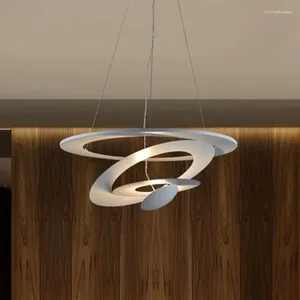 Lámparas colgantes Pirce Lámpara Nordic Espiral Diseñador Anillo Blanco Luz para Comedor Sala Café Cocina Isla