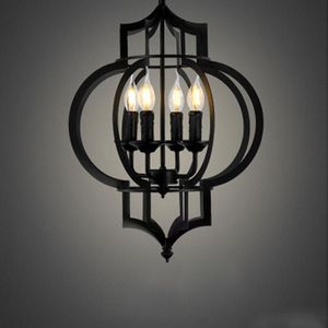 Lampes Suspendues Rétro Lampe De Fer Noir Salon Lustre En Gros Creative Personnalisé Style Américain Lanternes Suspendues LightingPendant