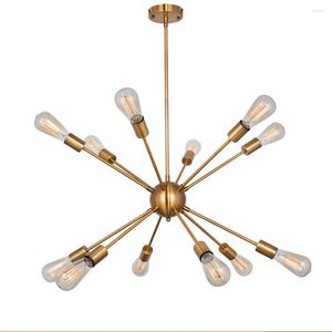 Lámparas colgantes Candelabro de hierro retro Oro 8/10/12/18 Enchufes Iluminación Vintage Lámpara de techo moderna Accesorio de luces