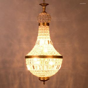 Lámparas colgantes Retro Vintage Crystal Drops Light E14 Candelabros Led Gran estilo imperio europeo Lustres Iluminación de araña para sala de estar