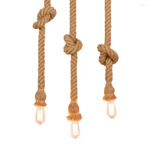 Lampes suspendues rétro Vintage corde de chanvre lumière américaine industrielle suspendue créative Loft pays Style plafond E27 Edison LED