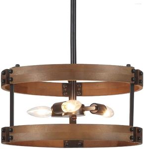 Lampes suspendues Plafonnier de ferme rustique Lustre semi-monté à 3 lumières Hauteur réglable Max 43in pour salle à manger Cuisine E12