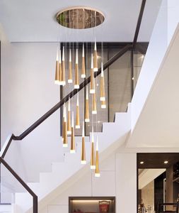 Lámparas colgantes Simple Post-moderno Araña de escalera Villa Edificio dúplex Bar Sala de estar Lluvia de meteoritos Gota larga