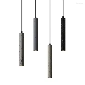 Lampes suspendues Terrazzo Bar Lustre Ciment Minimaliste Salle à manger Chambre Chevet Longue Bande Style Industriel Lumières À Tête Unique