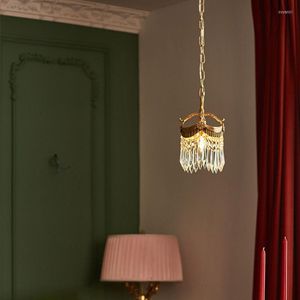 Lampes suspendues Vintage cristal cuivre lustre pour salon Table à manger chevet rétro suspension lampe décor à la maison luminaire