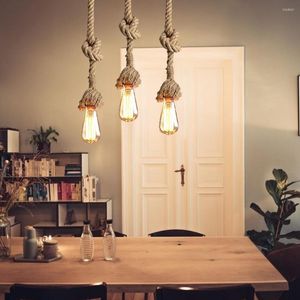 Lampes suspendues Vintage corde lumière Loft créatif chambre salon El étude lampe suspendue LED E27 pour ornement de la maison
