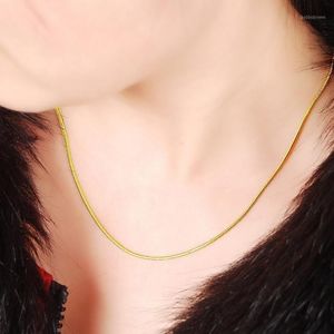 Pendentif Colliers 1/2mm 24K Chaînes de couleur d'or pur Collier Chaîne de serpent pour hommes Femmes Bijoux de mariage de luxe de haute qualité1279o