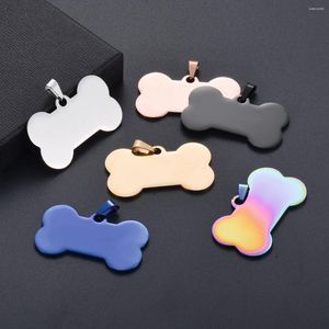 Pendentif Colliers 10 pcs en gros forme d'os 6 couleurs hommes en acier inoxydable estampage étiquettes de chien vierges collier bijoux résultats 28 50mm