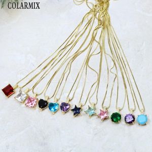 Colliers pendants 10 pièces Crystal charmes Collier de bijoux Collier Gold Chain Mix Couleur 52604