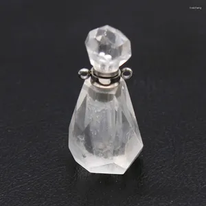 Pendentif Colliers 100-Unique 1 pcs Bouteille de parfum en acier inoxydable Collier de cristal de roche original Bijoux élégants pour femmes