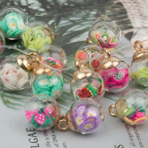 Pendentif Colliers 10pcs 21x16mm Transparent Magic Ball Verre Polymère Argile Daisy Fruits pour la décoration de Noël Bijoux DIY Accessoires