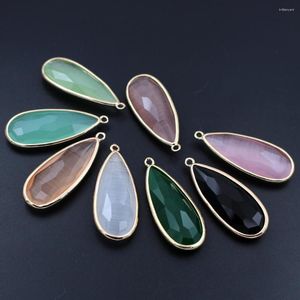 Pendentif Colliers 10pcs Couleur Facettes Noir Vert Blanc Pierre Gouttes Teardrop Charms DIY Pour Collier Boucles D'oreilles Bijoux Accessoires