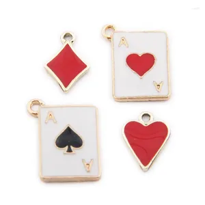 Pendentif Colliers 10pcs émail alliage charmes ton or plaqué bricolage bijoux résultats coeur poker bicone huile goutte métal bracelet boucle d'oreille