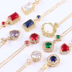 Pendentif Colliers 10pcs / lot mode vintage coeur strass femmes collier brillant zircon en acier inoxydable chaîne bijoux cadeaux style mixte