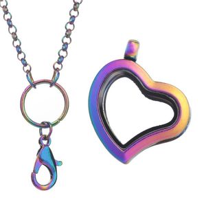 Pendentif Colliers 10 pcs/lot Coeur Sharp Mémoire Magnétique Vivant Médaillon Flottant Charmes Collier Femmes Bijoux Gratuit 60 cm Chaîne