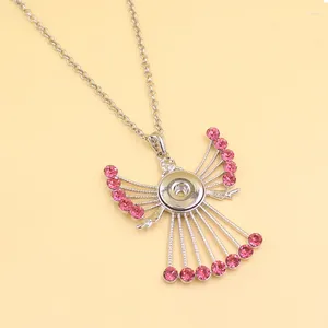 Pendentif Colliers 10pcs / lot en gros grand cristal rose clair strass ange collier pour femmes déclaration snap bijoux