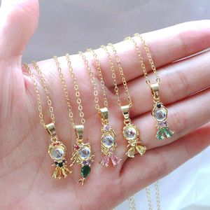 Collares colgantes 10 unids mini multicolor cz circón cristal sirena para mujeres chapado en oro princesa de dibujos animados joyería de moda regalos