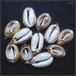 Collares colgantes 10 unids Concha natural con metal dorado plateado 30x20 mm Corte Madre de Pearl Accesorios DIY Joyería Beads