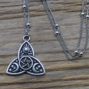 Collares pendientes 10pcs Pentagrama Triángulo geométrico Sun Star Collar Wiccan Moon Pagan Jewelry