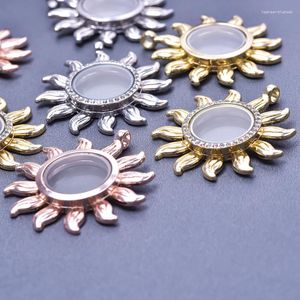 Colliers de pendentif 10pcs Sunflower Rugestone Glass Floating Verket Pendants Collier Making Requary Memorial Po Jewelry Craft Charm