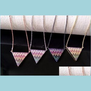 Pendentif Colliers 10pcs Triangle Rainbow Double Bails Connecteur Collier Cz Zircon Micro Pave Cristal Charme Fabrication De Bijoux Pour Femme Dhe0I