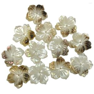 Pendentif Colliers 10pcs Gros Bijoux 13mm Belle Blanc Noir Nacre Shell Art Fleur Femmes Perle C8318