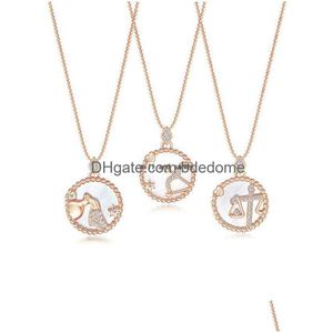 Collares colgantes 12 Collar de signo del zodiaco Horóscopo Libra Colgantes de cristal Encanto Estrella Gargantilla Astrología Cadenas de oro para mujeres Chica Fash DHBRV