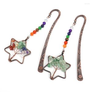 Pendentif Colliers 12pcs / lots perles colorées gravier naturel cuivre antique 7chakra arbre de vie cadeaux de cristal de guérison pour les amateurs de livres femmes