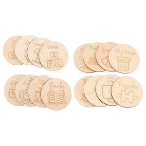 Pendentif Colliers 16pcs Ronde En Bois Tags Disques Bois Cercle Ornement Pour Jouets BoxPendant