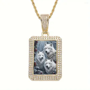Colliers pendants 18 carats d'or plaques inoxydables zircon trois loups de neige collier masque à la mode bijoux de la mode Bijoux d'anniversaire cadeau