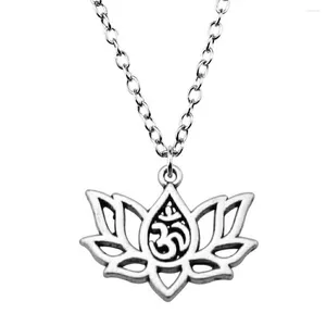 Colliers pendants 1pcs Lotus Yoga Om Chain Collier Accessoires pour femmes bijoux Femme en gros Longueur 43 5cm