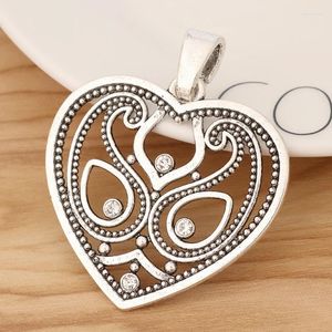 Colliers pendentifs 2 pièces ton argent tibétain grand coeur strass charmes pendentifs pour collier à faire soi-même fabrication de bijoux résultats