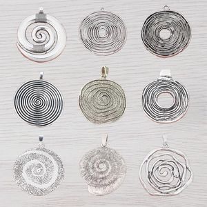 Colliers pendants 2 pièces Tibetan Silver Large Swirl Swirl Open Swirl Round Vortex Charmes pour collier de bricol