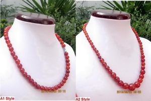 Colliers pendentif 2 styles en gros collier de perles d'agate rouge naturelle